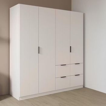 Ella Alpine White 181cm 4 Door 4 Drawer Wardrobe