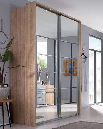 Ellesse Full Mirrored Sonoma Oak 271cm 2 Door Sliding Wardrobe