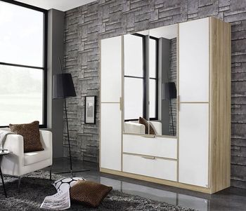 Essensa White Oak Carcase 181cm 4 Door Combi Wardrobe