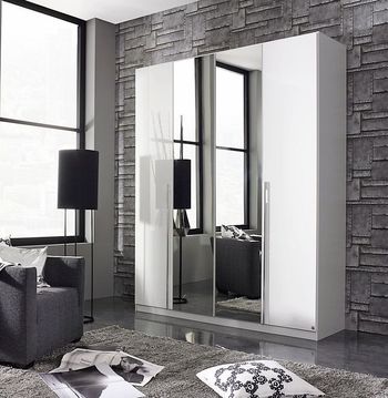 Essensa Mirror White 181cm 4 Door Wardrobe