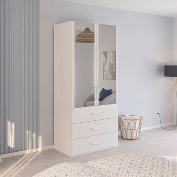Evelyn Alpine White 101cm H 223cm 2 Door Combi Wardrobe