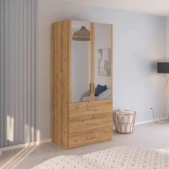 Evelyn Wild Oak 101cm H 223cm 2 Door Combi Wardrobe