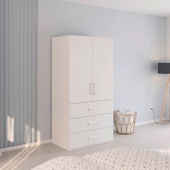 Evelyn Alpine White 101cm H 197cm 2 Door Wardrobe with Drawer