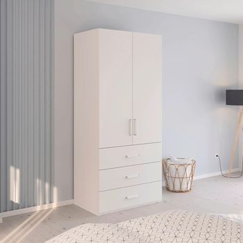 Evelyn Alpine White 101cm H 223cm 2 Door Wardrobe with Drawer