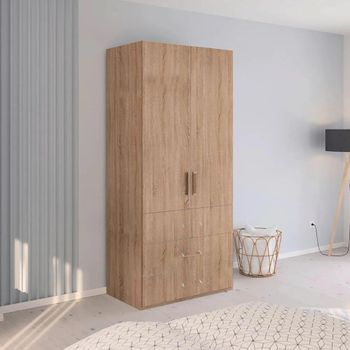 Evelyn Sonoma Oak 101cm H 223cm 2 Door Wardrobe with Drawer