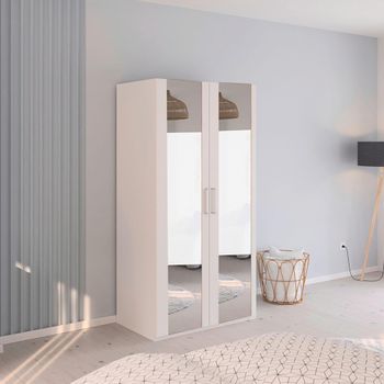 Evelyn Mirror Alpine White 101cm H 197cm 2 Door Wardrobe