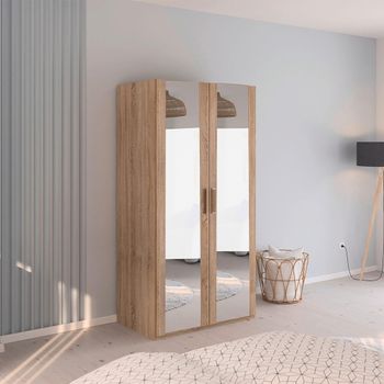 Evelyn Mirror Sonoma Oak 101cm H 197cm 2 Door Wardrobe