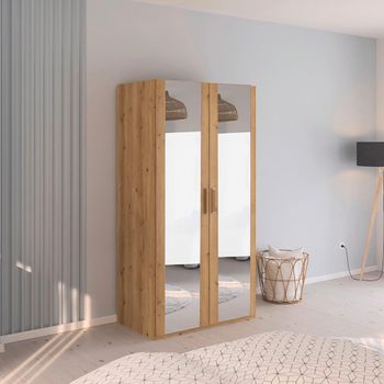 Evelyn Mirror Wild Oak 101cm H 197cm 2 Door Wardrobe