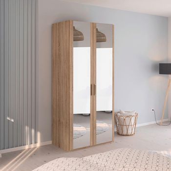 Evelyn Mirror Sonoma Oak 101cm H 223cm 2 Door Wardrobe