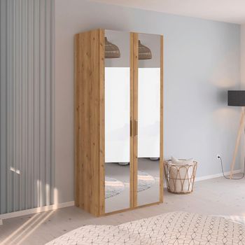 Evelyn Mirror Wild Oak 101cm H 223cm 2 Door Wardrobe