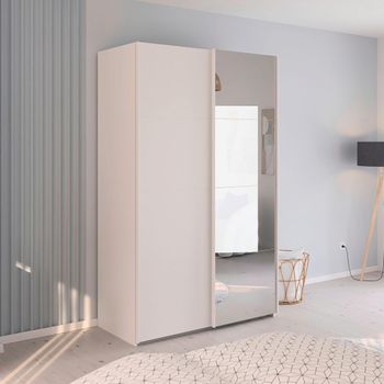 Evelyn Sliding Mirror Alpine White 137cm 2 Door Wardrobe