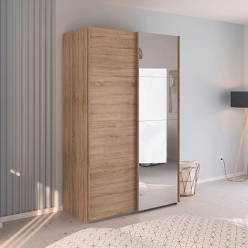 Evelyn Sliding Mirror Sonoma Oak 137cm 2 Door Wardrobe