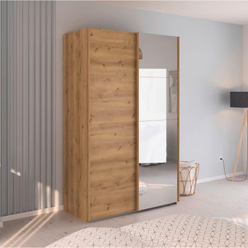 Evelyn Sliding Mirror Wild Oak 137cm 2 Door Wardrobe
