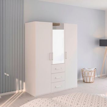 Evelyn Alpine White 151cm H 197cm 3 Door Combi Wardrobe