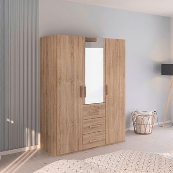 Evelyn Sonoma Oak 151cm H 197cm 3 Door Combi Wardrobe