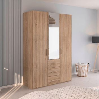 Evelyn Sonoma Oak 151cm H 223cm 3 Door Combi Wardrobe