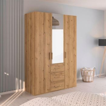 Evelyn Wild Oak 151cm H 223cm 3 Door Combi Wardrobe