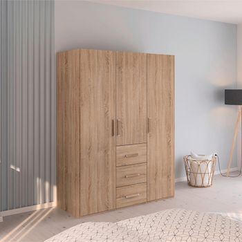 Evelyn Sonoma Oak 151cm H 197cm 3 Door Wardrobe with Drawer