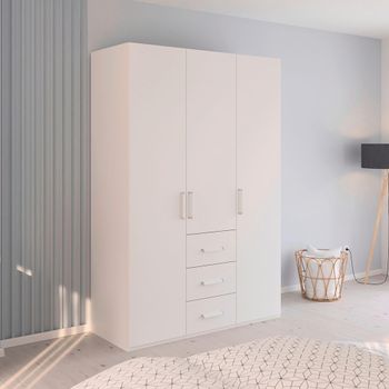 Evelyn Alpine White 151cm H 223cm 3 Door Wardrobe with Drawer