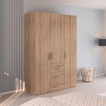 Evelyn Sonoma Oak 151cm H 223cm 3 Door Wardrobe with Drawer