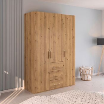 Evelyn Wild Oak 151cm H 223cm 3 Door Wardrobe with Drawer