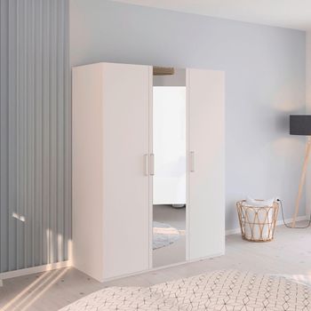 Evelyn Mirror Alpine White 151cm H 197cm 3 Door Wardrobe