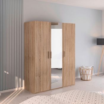 Evelyn Mirror Sonoma Oak 151cm H 197cm 3 Door Wardrobe