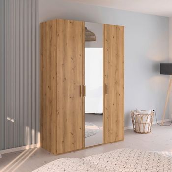 Evelyn Mirror Wild Oak 151cm H 223cm 3 Door Wardrobe