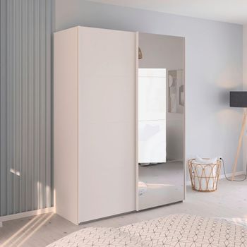 Evelyn Sliding Mirror Alpine White 162cm 2 Door Wardrobe