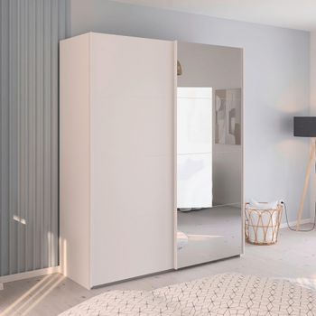 Evelyn Sliding Mirror Alpine White 181cm 2 Door Wardrobe