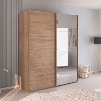 Evelyn Sliding Mirror Sonoma Oak 181cm 2 Door Wardrobe