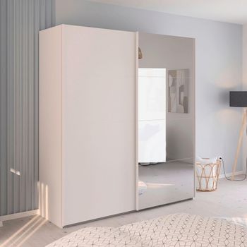 Evelyn Sliding Mirror Alpine White 201cm 2 Door Wardrobe
