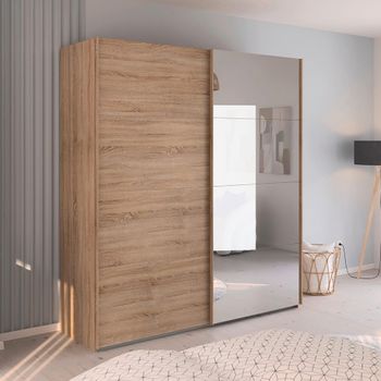Evelyn Sliding Mirror Sonoma Oak 201cm 2 Door Wardrobe
