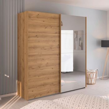 Evelyn Sliding Mirror Wild Oak 201cm 2 Door Wardrobe