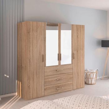 Evelyn Sonoma Oak 201cm H 197cm 4 Door Combi Wardrobe
