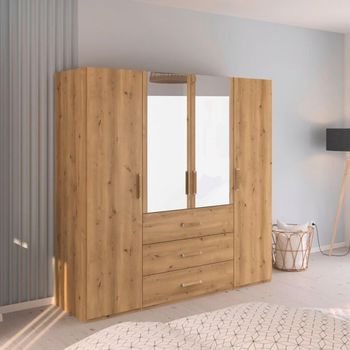 Evelyn Wild Oak 201cm H 197cm 4 Door Combi Wardrobe