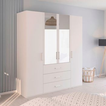 Evelyn Alpine White 201cm H 223cm 4 Door Combi Wardrobe