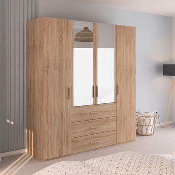 Evelyn Sonoma Oak 201cm H 223cm 4 Door Combi Wardrobe