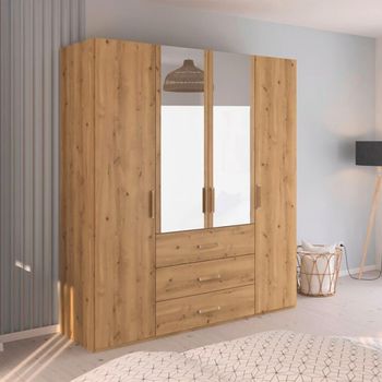 Evelyn Wild Oak 201cm H 223cm 4 Door Combi Wardrobe