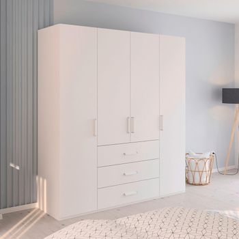 Evelyn Alpine White 201cm H 223cm 4 Door Wardrobe with Drawer