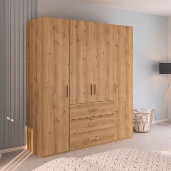Evelyn Wild Oak 201cm H 223cm 4 Door Wardrobe with Drawer