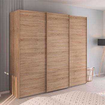 Evelyn Sonoma Oak 242cm 3 Door Sliding Wardrobe