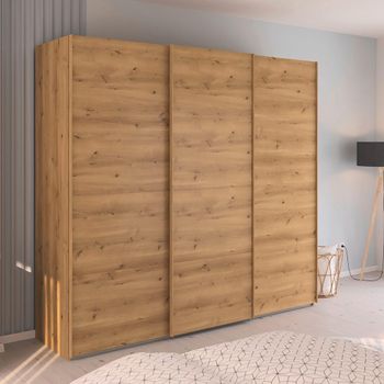 Evelyn Wild Oak 242cm 3 Door Sliding Wardrobe