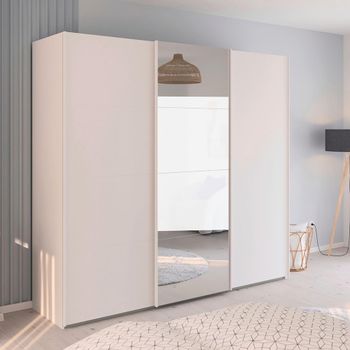Evelyn Sliding Mirror Alpine White 242cm 3 Door Wardrobe