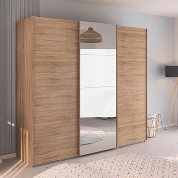Evelyn Sliding Mirror Sonoma Oak 242cm 3 Door Wardrobe