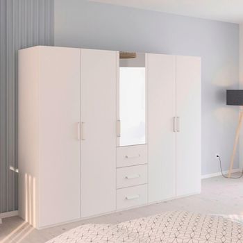 Evelyn Alpine White 251cm H 197cm 5 Door Combi Wardrobe