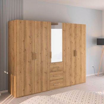 Evelyn Wild Oak 251cm H 197cm 5 Door Combi Wardrobe