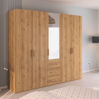Evelyn Wild Oak 251cm H 223cm 5 Door Combi Wardrobe