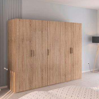Evelyn Sonoma Oak 251cm H 197cm 5 Door Wardrobe