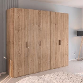 Evelyn Sonoma Oak 251cm H 223cm 5 Door Wardrobe